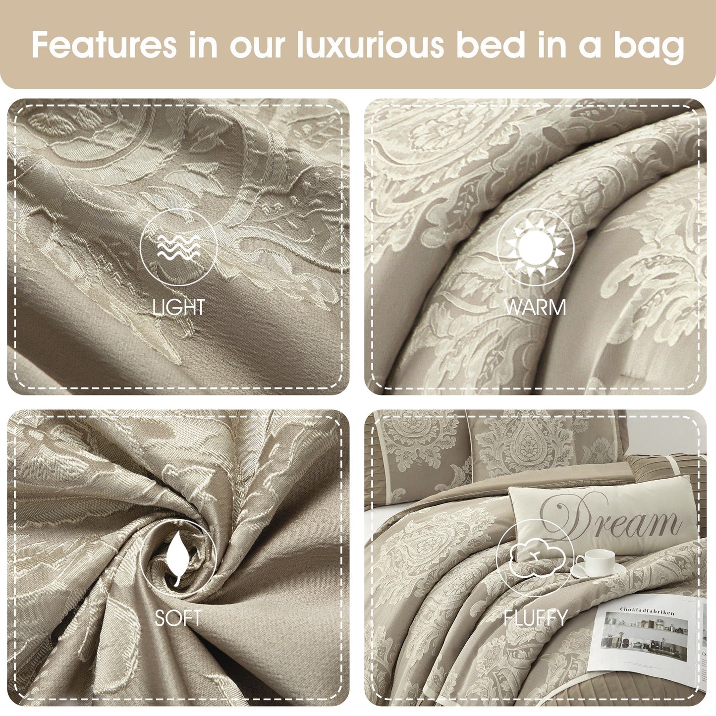 Nanshing Tiana 7 Piece Traditional Damask Comforter Set