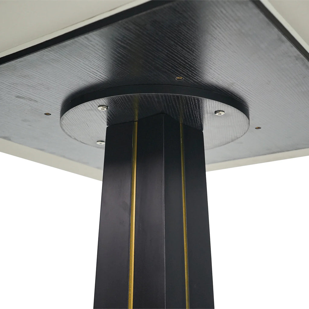 Table bistro Nero en pierre frittée | Ronde blanche 34 pouces avec piètement en bois