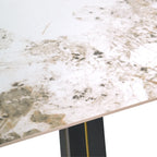 Table bistro Nero en pierre frittée | Carrée blanche 34 pouces avec piètement en bois