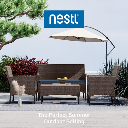 Nestl 4 Piece Wicker Patio Furniture Set - Outside Patio Conversation Set