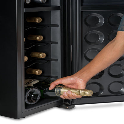 Newair Shadow-T Series Wine Cooler Refrigerator, 18 Bottle Dual Temperature Zone, Freestanding, Thermoelectric, Digital Control