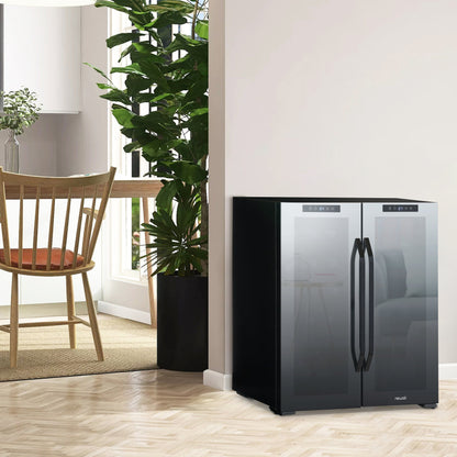 Newair Wine and Beverage Refrigerator, 18 Bottles & 59 Cans, Dual Temperature Zones, Freestanding, Digital Temperature Control