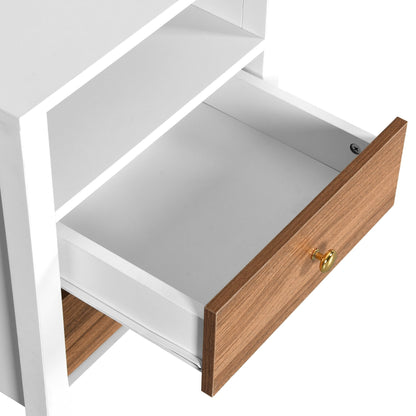 Nightstand Set of 2 with Charging Station End Side Table with 2 Drawers with USB Ports and Outlets Bedside Bed