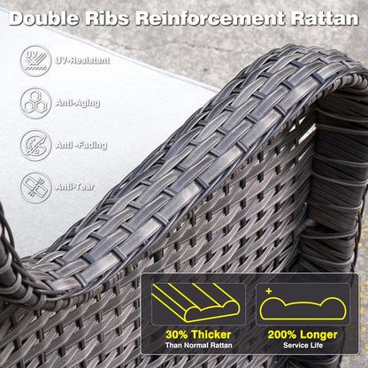 OVIOS 5-piece Patio Wicker High Back Conversation Set