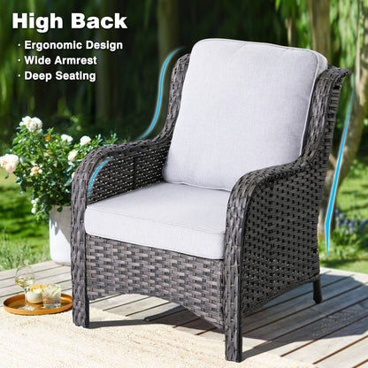 OVIOS 5-piece Patio Wicker High Back Conversation Set