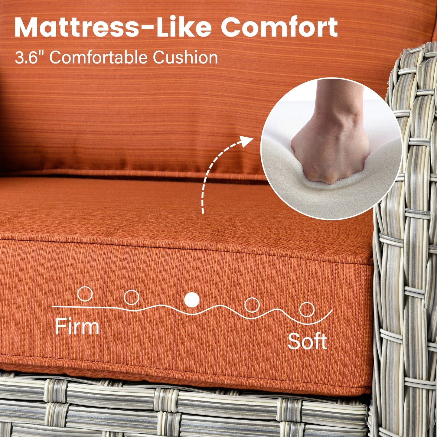 OVIOS 9 Pieces Outdoor Wicker Swivel Chair Set With Fire Table