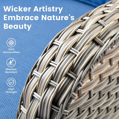 OVIOS 9 Pieces Outdoor Wicker Swivel Chair Set With Fire Table