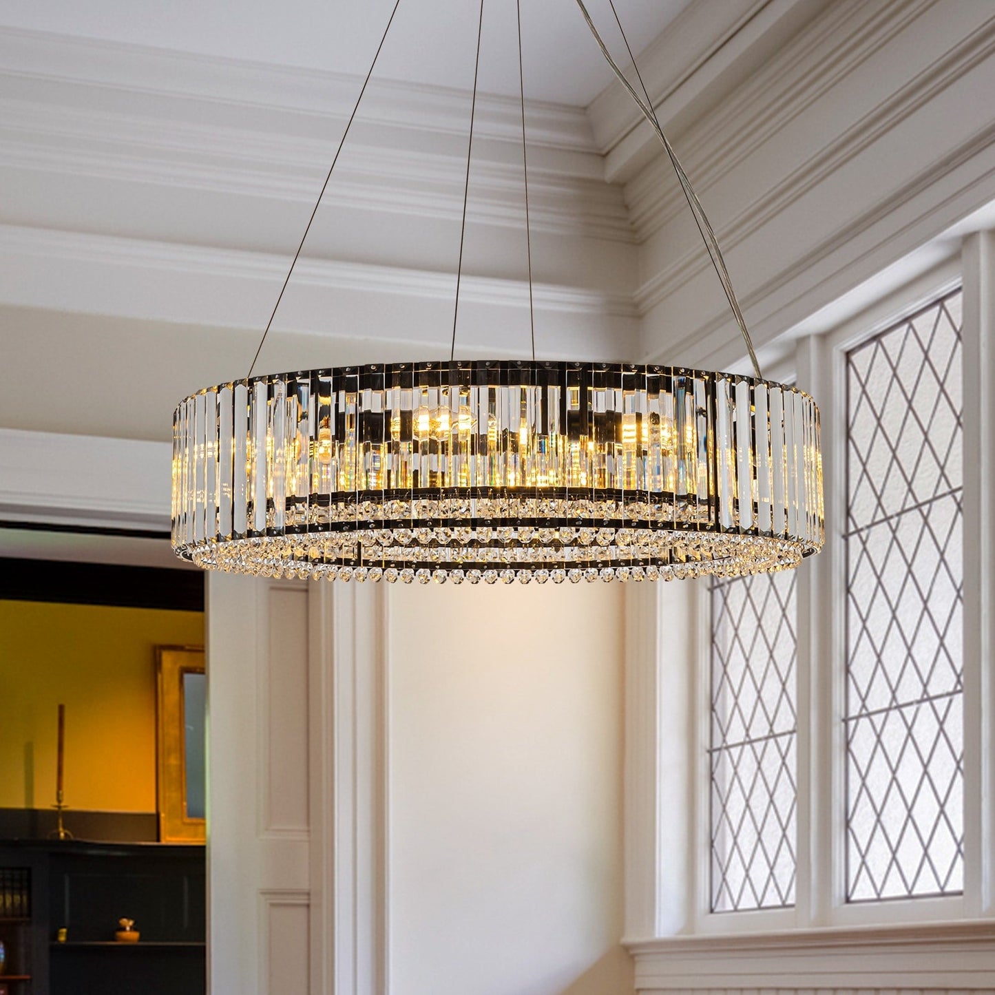 OYIPRO 6/8/12-Light Modern Round Crystal Chandelier Drum Shape Pendant Light for Kitchen Island