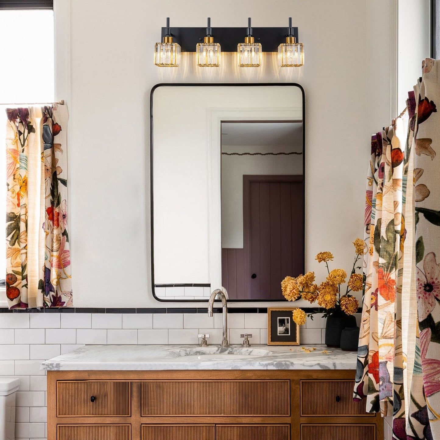 Ora Modern Dimmable Crystal Bathroom Light Fixtures Over Mirror Glam Vanity Lights