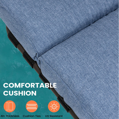 Outdoor Adjustable Patio Chaise Lounge Chair with Cushion Beach Poolside