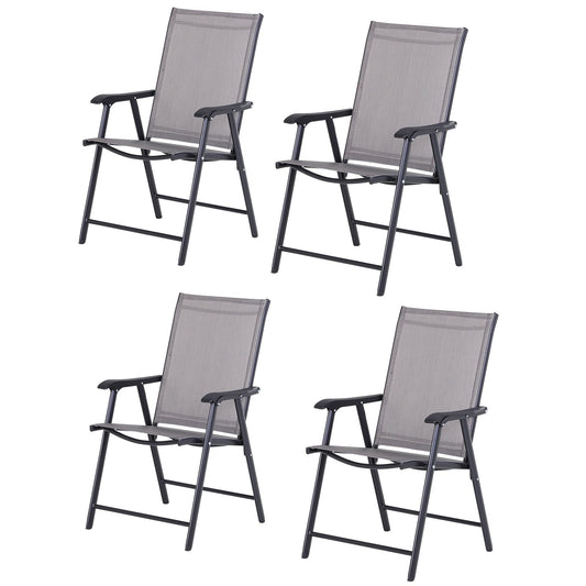 Outsunny 4-piece Folding Patio Chair Set with a Simple & Chic Design, Comfortable for the Deck, Garden, Yard & Travel