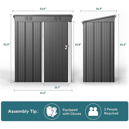 Outdoor Storage Metal Shed Garden Tool Shed with Lockable Door for Patio Furniture and Tools