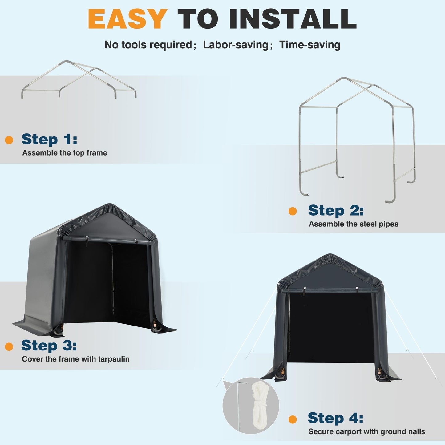Outdoor Storage Shed and Carport Canopy: Portable Shelter for Bikes, Motorcycles, and Garden Storage