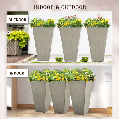 Outsunny 28 Tall Plastic Flower Pot, Set of 3, Large Outdoor & Indoor Plastic Garden Planters, for Entryway, Patio, Yard