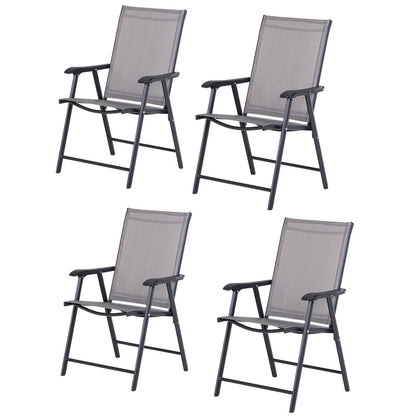 Outsunny 4-piece Folding Patio Chair Set with a Simple & Chic Design, Comfortable for the Deck, Garden, Yard & Travel