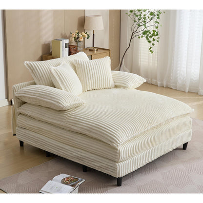 Oversized Chaise Lounge Fluffy Corduroy Sofa Bed Adjustable