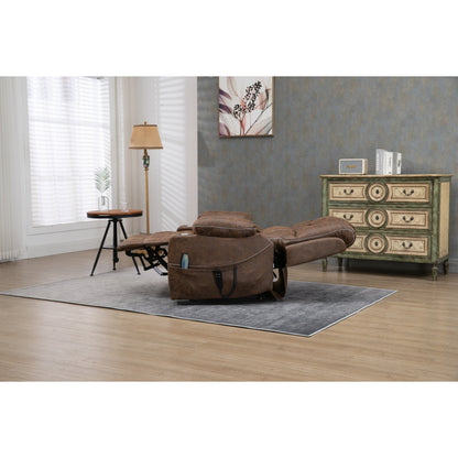 Oversized PU Leather Power Lift Recliner with Massage, Lumbar Heating, Cup Holder, 180° Flat Lay