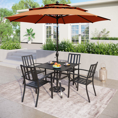 MAISON ARTS 10ft 3 Tier Auto-tilt Patio Umbrella Outdoor Double Vented Umbrella with LED Lights