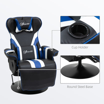 PVC Armless Gaming Recliner Chair with Footrest, Cup Holders, and Diamond Stitching