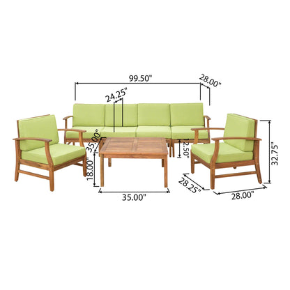 Perla Acacia Wood 7-piece Outdoor Chat Set by Christopher Knight Home