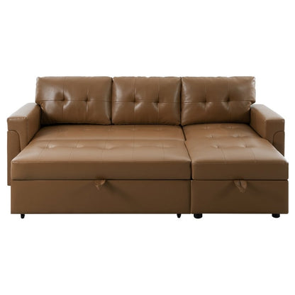 Reversible Sectional Sofa with Pull-Out Sleeper Bed, Hidden Storage Chaise, Durable Legs,