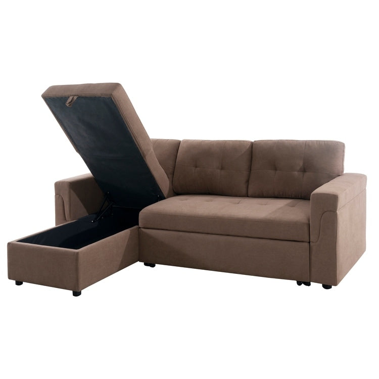 Reversible Sectional Sofa with Pull-Out Sleeper Bed, Hidden Storage Chaise, Durable Legs,