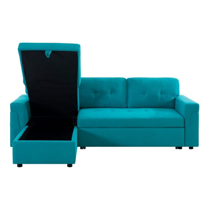 Reversible Sectional Sofa with Pull-Out Sleeper Bed, Hidden Storage Chaise, Durable Legs,