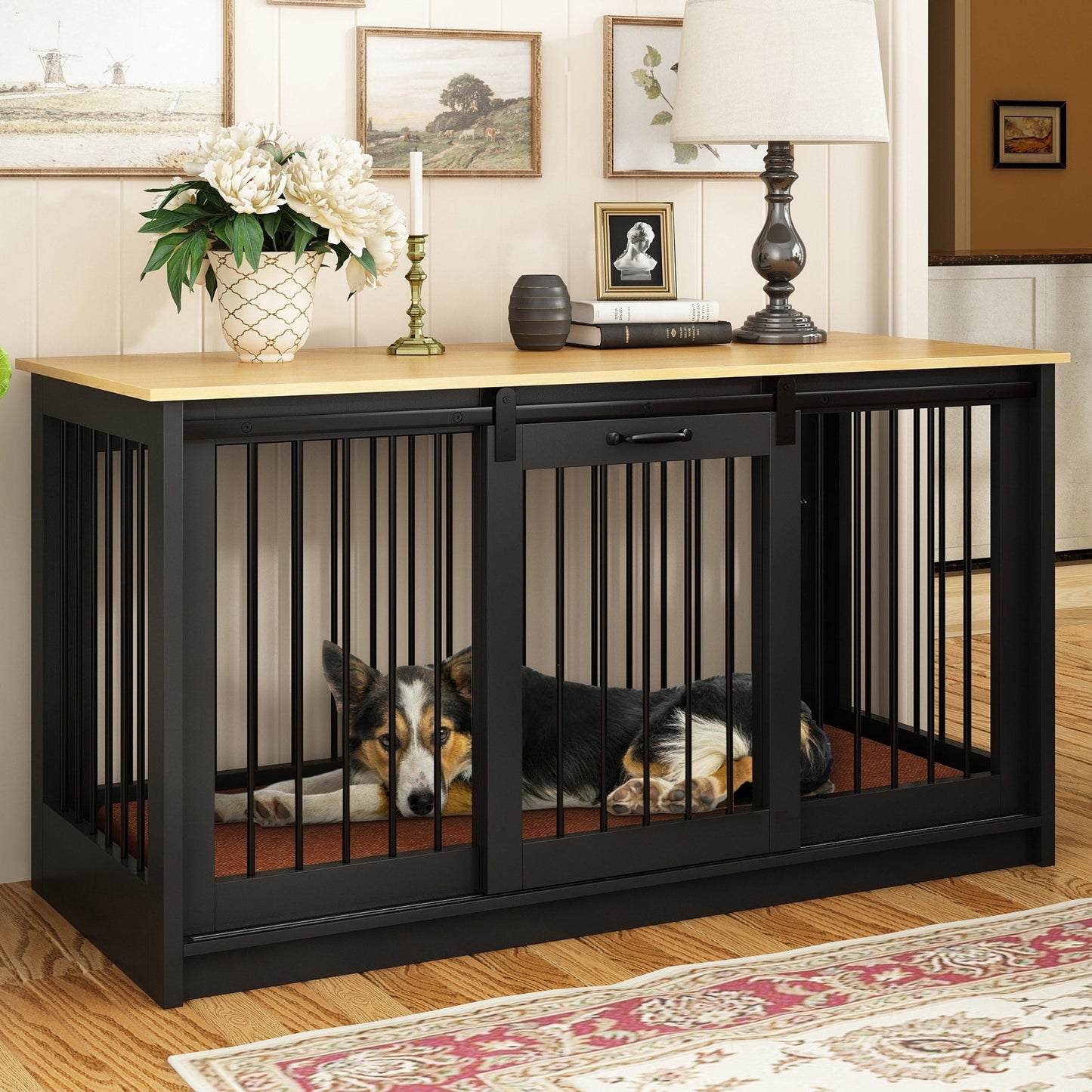 Pet Residence with Iron Tube Reinforcement Stylish & Sturdy Dog Crate