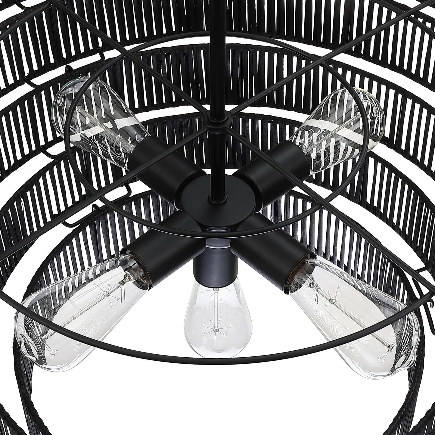 Piersan 5-Light Modern Bohemian Chandelier with Tiered Rattan Shade - 26 in. W