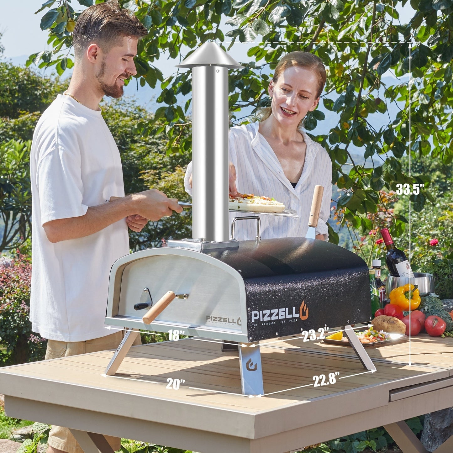 Outdoor Wood Fired Pizza Oven Portable Pizza Oven with Pizze Peel, Carry Bag - 16 inch