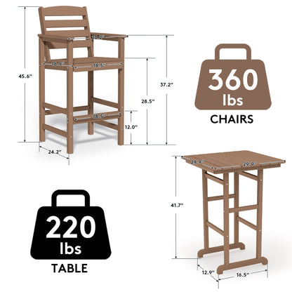 Plastic Tall adirondack Chair Set Of 3-Piece Patio Conversation Set