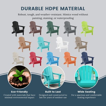 Polytrends Laguna Fade Resistant All Weather Outdoor Patio Folding Adirondack Chair