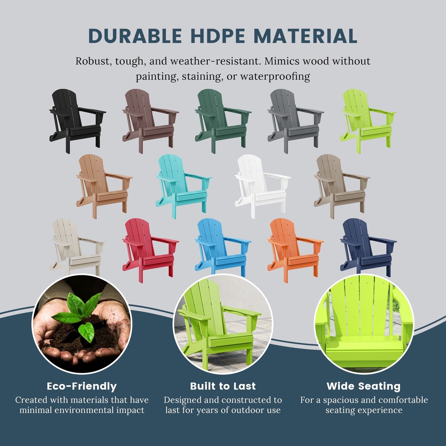 Polytrends Laguna Weather Resistant Outdoor Patio Folding Adirondack Chairs (Set of 4)