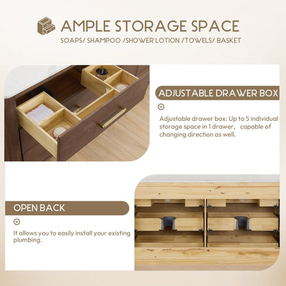 Porto Bath Vanity with White Quartz Stone Top without Mirror