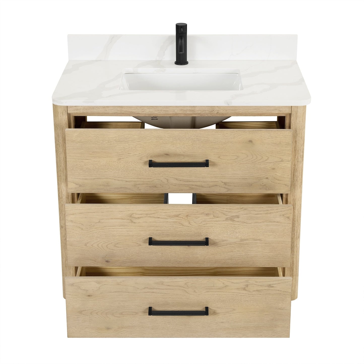 Porto Bath Vanity with White Quartz Stone Top without Mirror