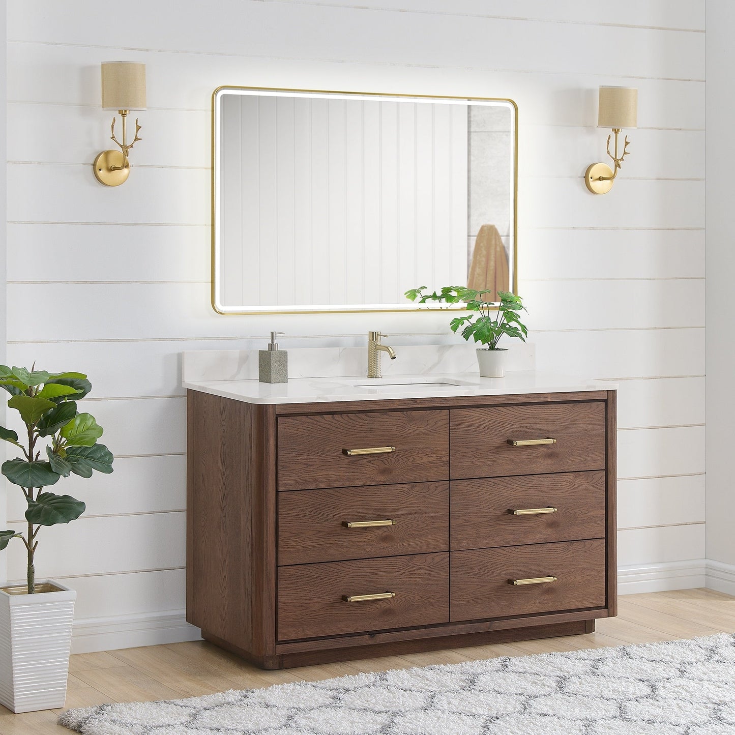 Porto Bath Vanity with White Quartz Stone Top without Mirror