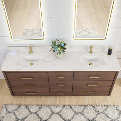 Porto Bath Vanity with White Quartz Stone Top without Mirror