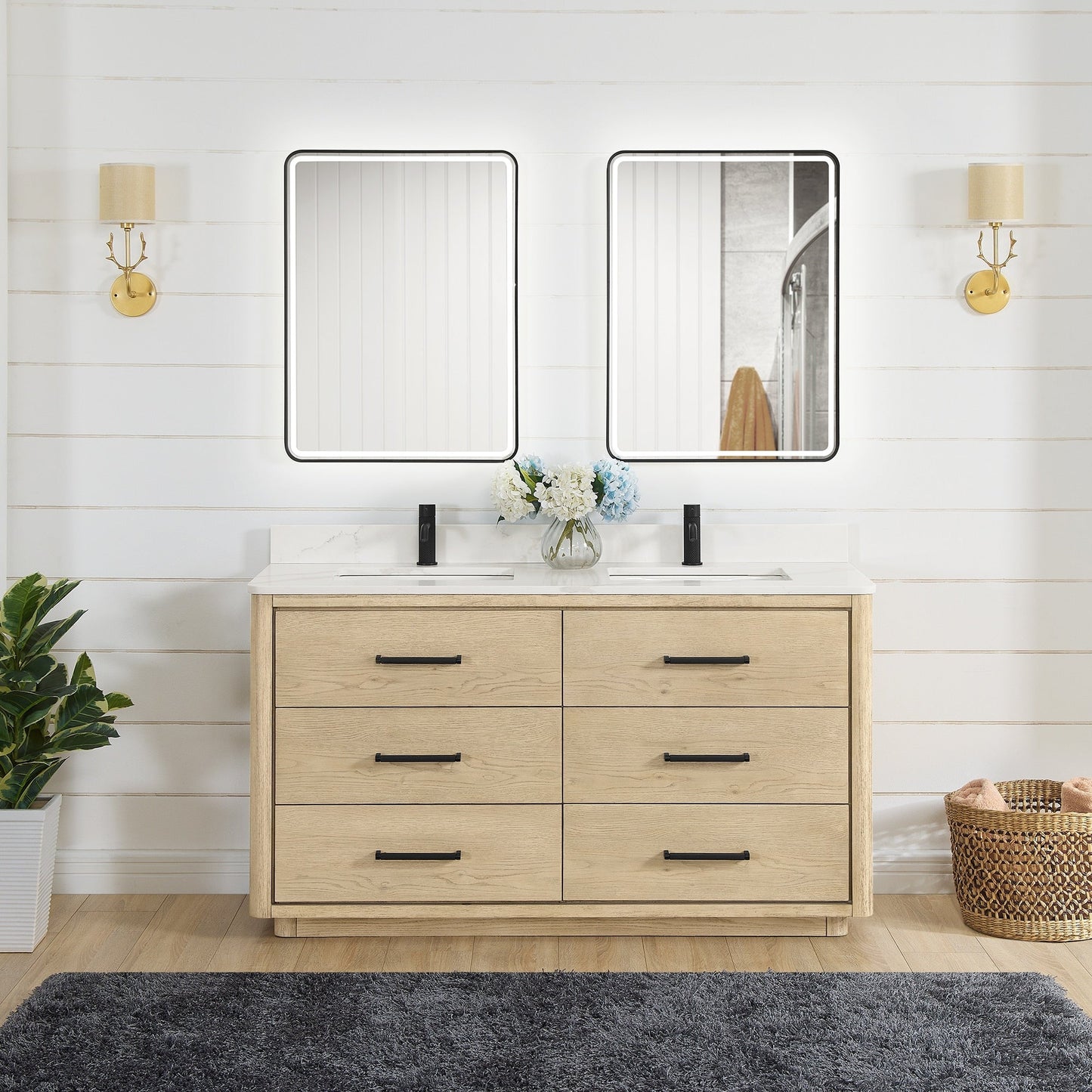 Porto Bath Vanity with White Quartz Stone Top without Mirror