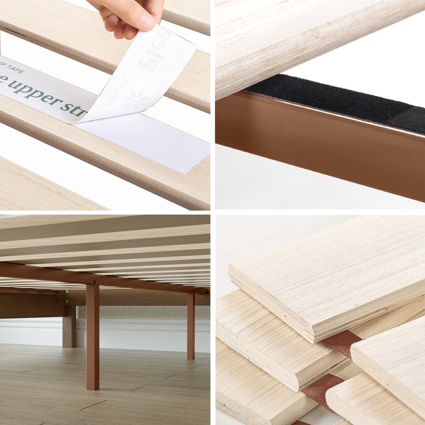 Priage by ZINUS Rustic Pine Deluxe Wood Platform Bed Frame