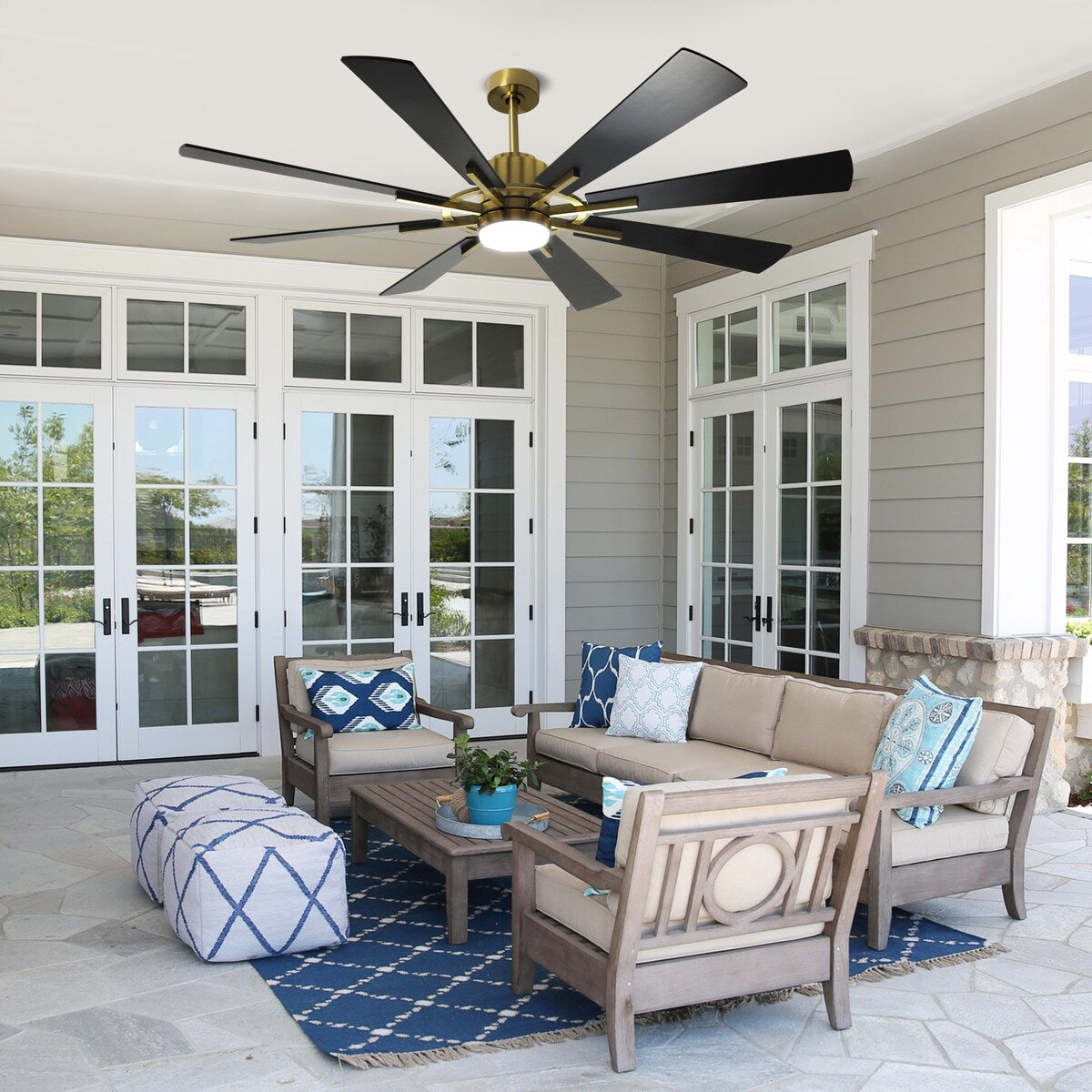 Remote Ceiling fan with Lights Large 8 Wooden Blades