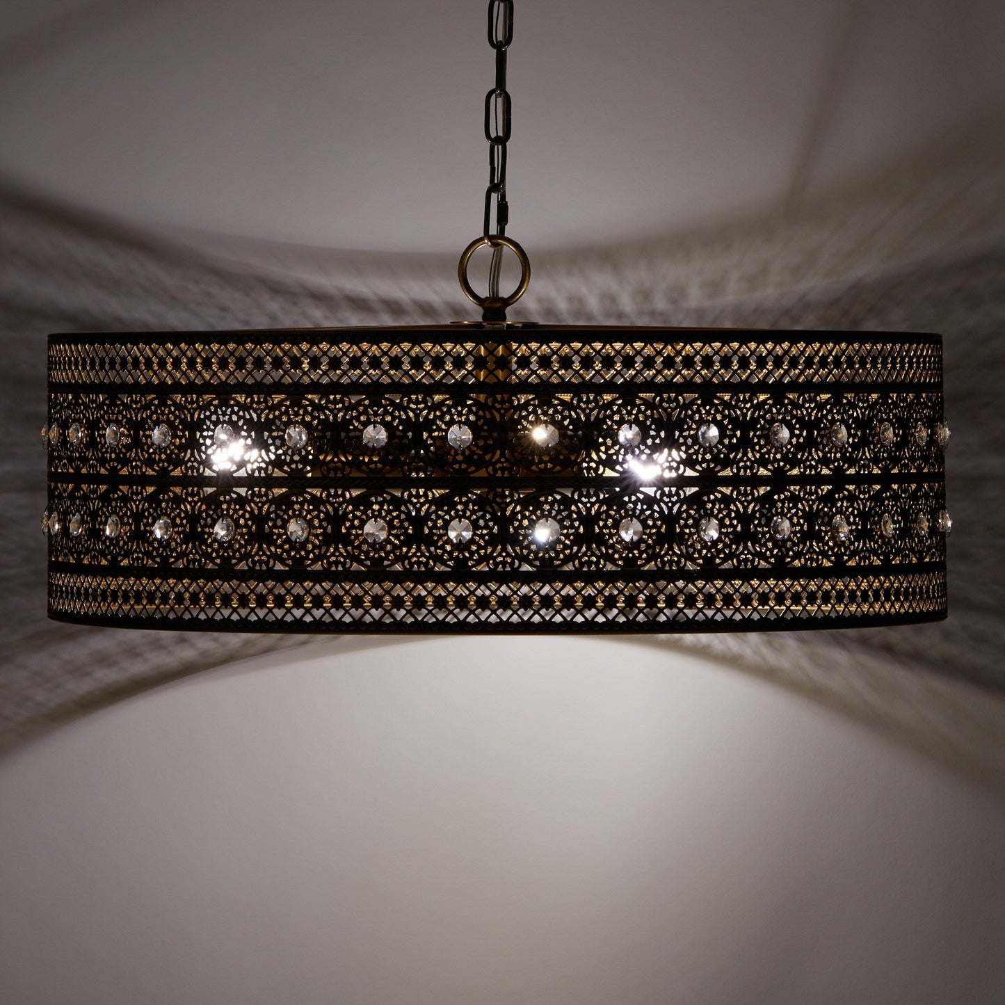 River of Goods Bryar Brass and Crystal 23.5W 3-Light Chandelier - 23.5 x 23.5 x 61.5