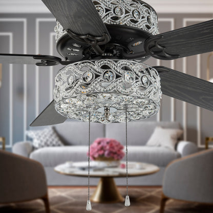 River of Goods Olivia Oil Rubbed Bronze Finish/ Crystal 52-inch LED Ceiling Fan - 52L x 52W x 18.25H - 52L x 52W x 18.25H