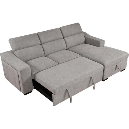 Roomfitters 103 Convertible Sectional Sofa with Storage Chaise, Adjustable Headrests, L-Shaped Sleeper Corner Sofa