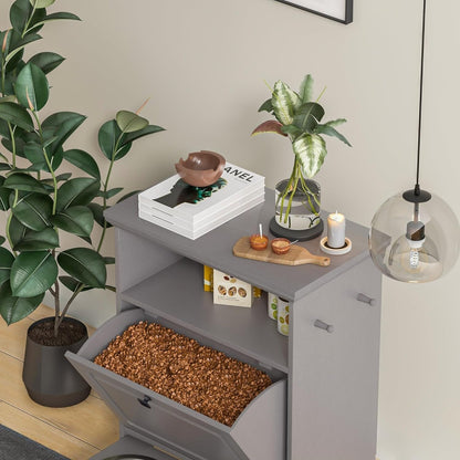 Roomfitters Dog Feeding Station with 2 Elevated Dog Bowls, Tilt Out Pet Feeding Cabinet Station