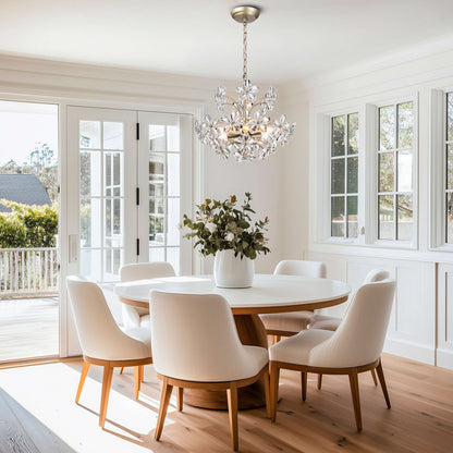 Rosa 6-Light Brushed Silver-ish Champagne Flower Crystal Chandelier