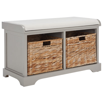 SAFAVIEH Euphemia Brown Woven Storage Basket Bench - 33.5 x 16.1 x 19.9 - 34Wx16Dx20H