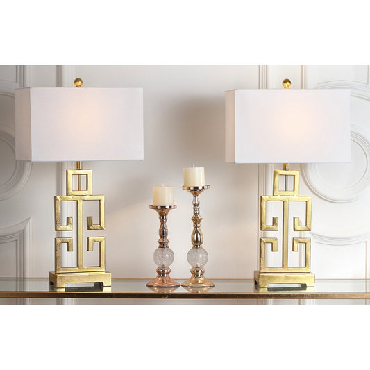 SAFAVIEH Lighting Chantelle Greek Antiqued Gold 29-inch Table Lamp (Set of 2) - 16W x 9D x 29H