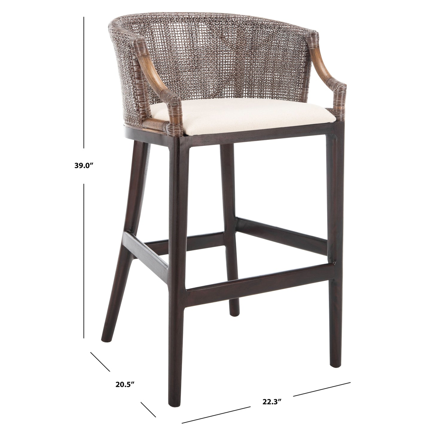 SAFAVIEH Virona Rattan 30-inch Bar Stool - 22.3 W x 20.5 L x 39 H - 22Wx21Dx39H
