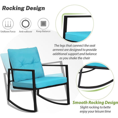 SUNCROWN 3-Piece Black Metal Outdoor Patio Rocking Bistro Set