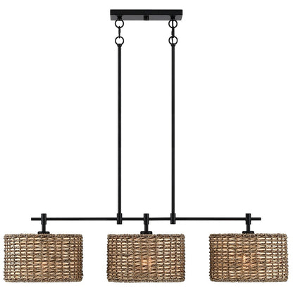 Sedgy 3-Light Black Farmhouse Kitchen Island Light Linear Chandelier - 41W